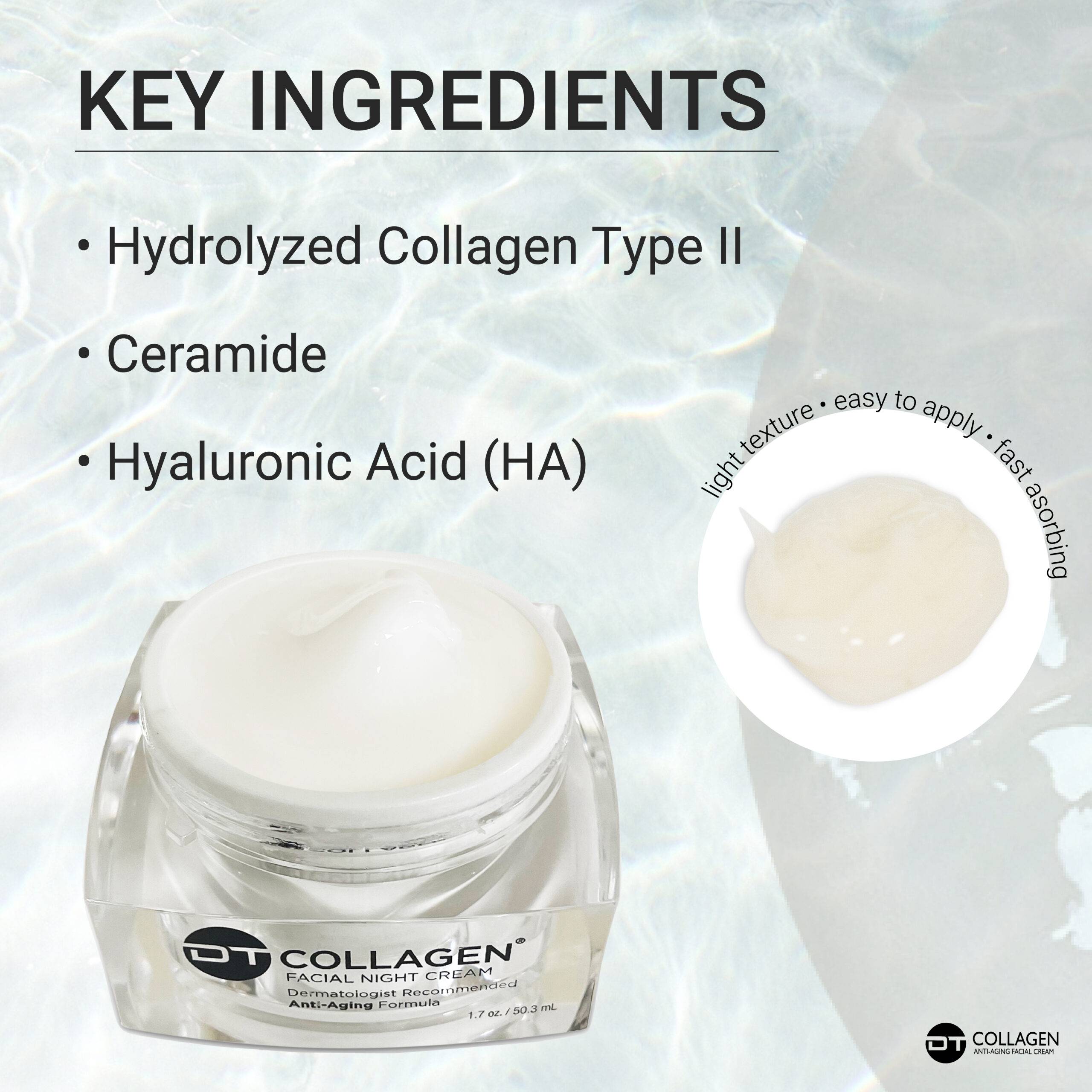 Key ingredients used in facial night cream